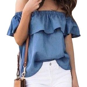Off The Shoulder Denim Shirt